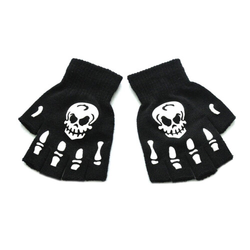 Άνδρες Γυναικεία Ha110ween Skeleton Sku11 Γάντια με Μισό Δάχτυλο που Λάμπουν στο Σκοτάδι