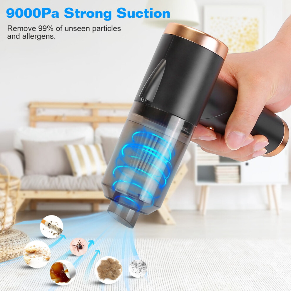 Car Vacuum Cleaner Cordless, 120W Electric Cyclone Handheld Vacuum Cleaner With Searchlight, Black 9365509232170