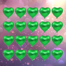 20 Pcs Heart Shaped Balloon Green Aluminum Film Reusable Decorative Photo Background Party Decorations