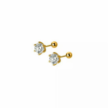 Solitaire CZ Stud Sterling Silver Screw Back Stud Earrings A1533-Gold-3mm