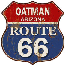 OATMAN, ARIZONA Route 66 Shield Metal Sign Man Cave Garage Size: 12"x 12"