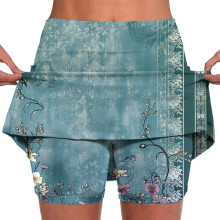 Summer Shorts Skirts for Women Floral Print Mid-waist Sports Skirts Swimsuit Bottom, Size S-5XL