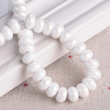 6x4mm 8x5mm Rondelle Shape Shiny Glossy Glazed Ceramic Porcelain Spacer Beads-8x5mm 20pcs-White