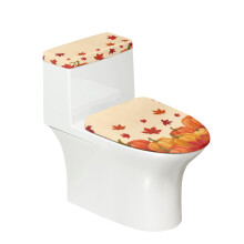 Maple Leaf Pattern Elastic Toilet Top Cover, 17x21", Fits All Shapes, Easy Clean, Polyester – Compatible with Standard Toilets