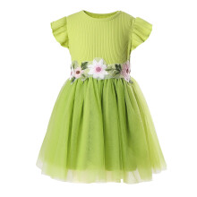 Little Flower Girl Tulle Tutu Dress Easter Cotton Ribbed Birthday Wedding Party Princess Dresses