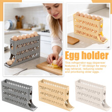 2026 New Automatic Rolling Egg Dispenser for Fridge – Space-Saving Organizer, Holds 30 Eggs, Easy Access, Gray