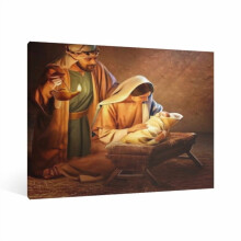 Vintage Jesus Nativity Canvas Wall Art, Christian Watercolor Decor – Compatible with Home, Living Room & Bedroom