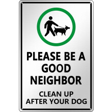Vintage Metal Tin Sign - Please Be A Good Neighbor, Clean Up After Your Dog - Funny Retro Wall Decor for Home - (Aluminum) Size: 8 x 12 inch