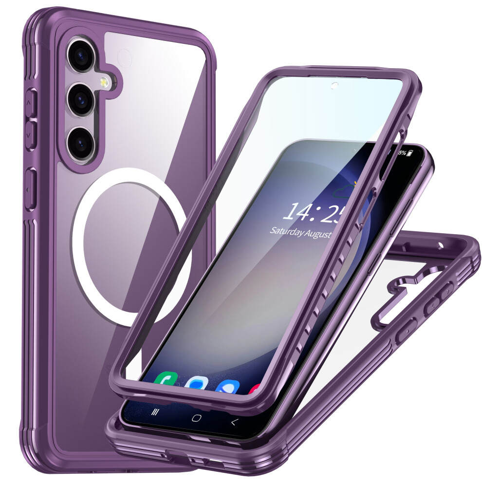 Compatible With Samsung Galaxy S24 Fe Case Â Magsafe-Compatible, Shockproof Rugged Clear Bumper With Built-In Screen Protector, Purple 9479868960534