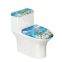 Turtle and Starfish Pattern Toilet Seat Covers Elastic Edge Set of 2 Reusable Dust-Proof for Hotel