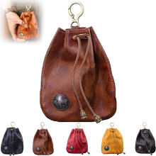 Handmade Cowhide Retro Storage Bag, Coin Purse & Keychain Wallet – Brown