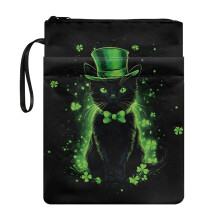 Book Sleeve with Zip Closure – Lucky Hat Cat Pattern,