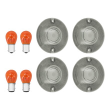 4 PCS Smoke Turn Signal Lens Covers Bulbs Set Fit For Harley Touring Road Glide