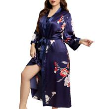 Awdenio badekåper for kvinner påfuglkimono silkemykt satengpysjamas lang dressing lett myk husfrakk loungewear