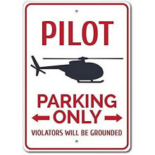 Pilot Parking Metal Signs Vintage Tin Sign Poster Plaque Home Deocr Funny Gifts, Pilot Gift, Pilot Decor, Helicopter Gift Size: 8 x 12 inch