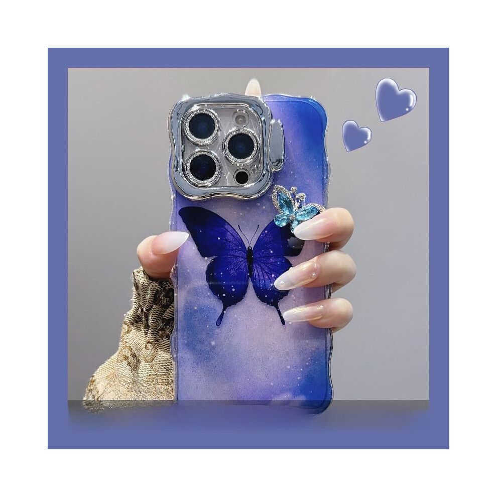 Butterfly Case For Iphone 14 Pro Max With Sparkling Rhinestone Design And ShockâAbsorbing Clear Protection Blue 9092120171624