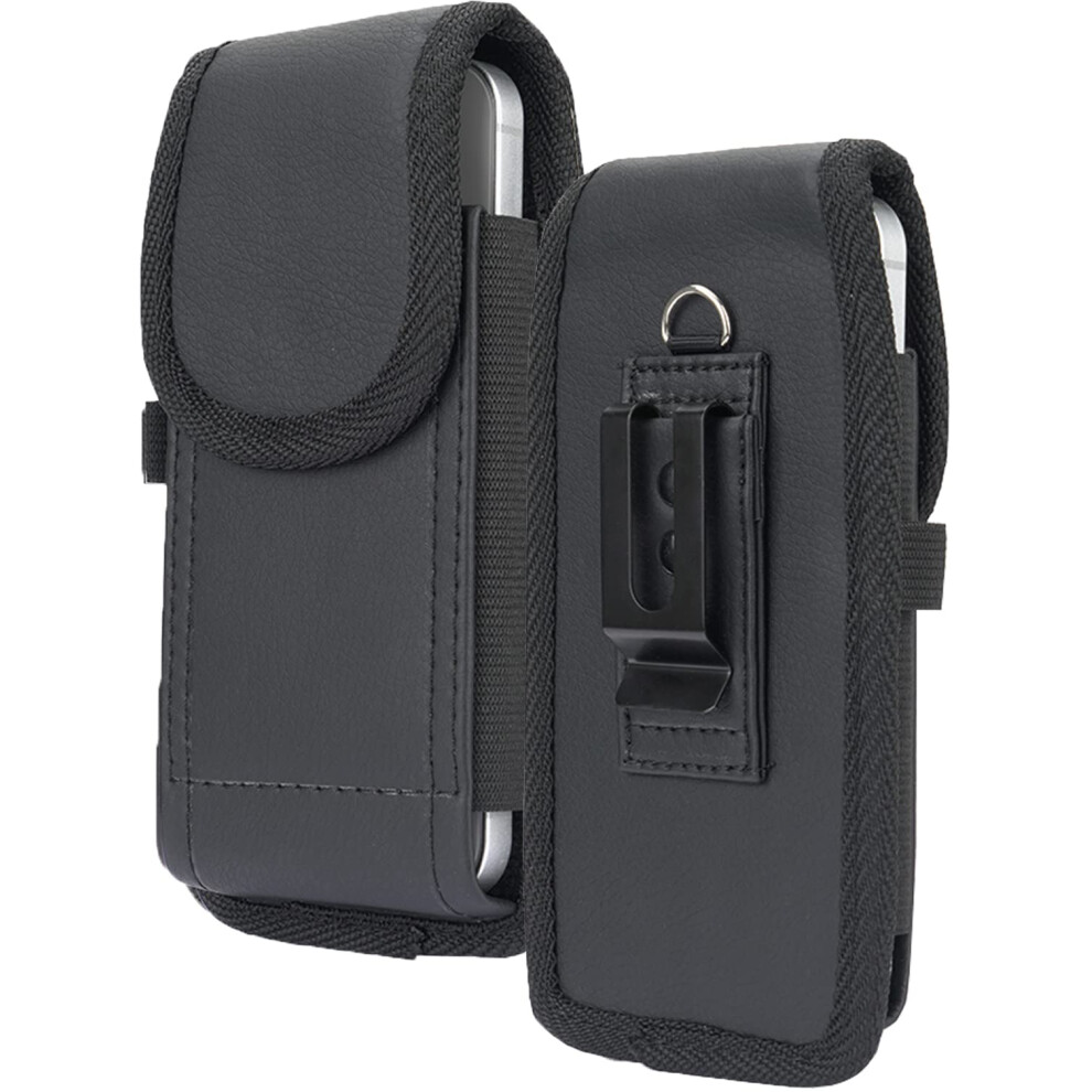 Belt Clip Holster Vegan Leather Vertical Phone Pouch Magnetic Silent Closure For Iphone 16 15 14 Grain 9092120170009