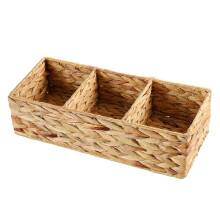 Cesta de Almacenamiento Tejida A Mano de 3 Secciones, Hecha de Mimbre de Jacinto de Agua, para Papel Higiénico.