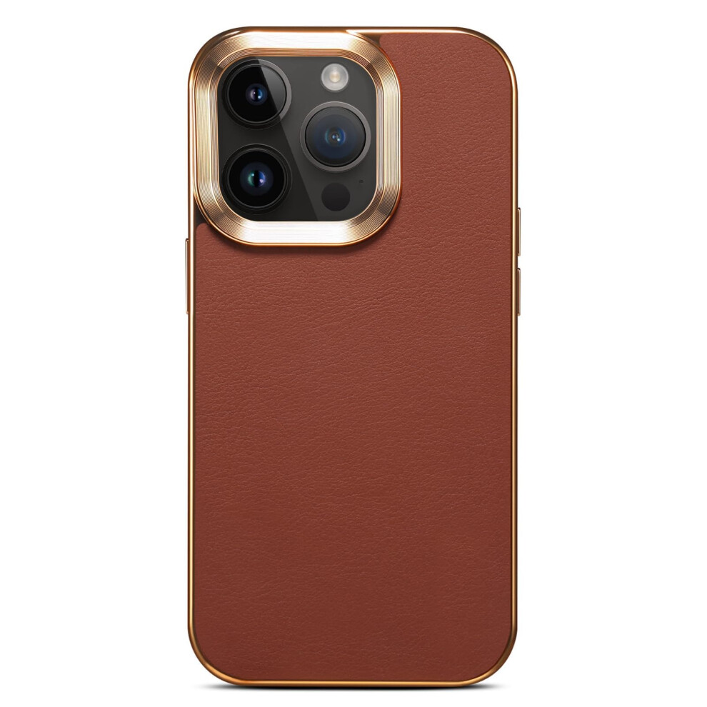 Leather Case Leather Shockproof Cover With Raised Edges And Slim Grip For Iphone 16 Pro Brown 9092120170849