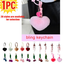 Red Bow Car Keychain with Heart Pendant 1pc