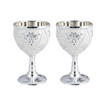 2Pcs Chalice Goblet 30ml Metal Shot Glasses-silvery white