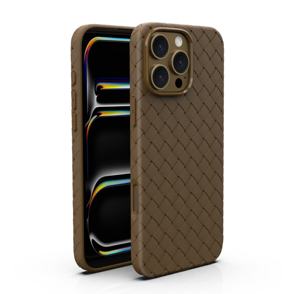 Shockproof Weave Pattern Case For Iphone 16 Pro Max Color, Drop Proof Full Cover With Heat Dissipation And Magnetic Lock Bronze 9092120170023