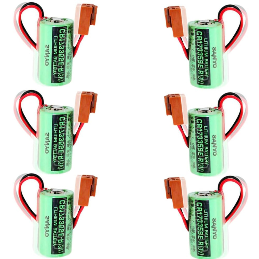 (6 Pack) Cr17335ser 3V 1800Mah Plc Backup Battery For Fanuc Cnc With Plug, Reliable Power Light 9092120170184