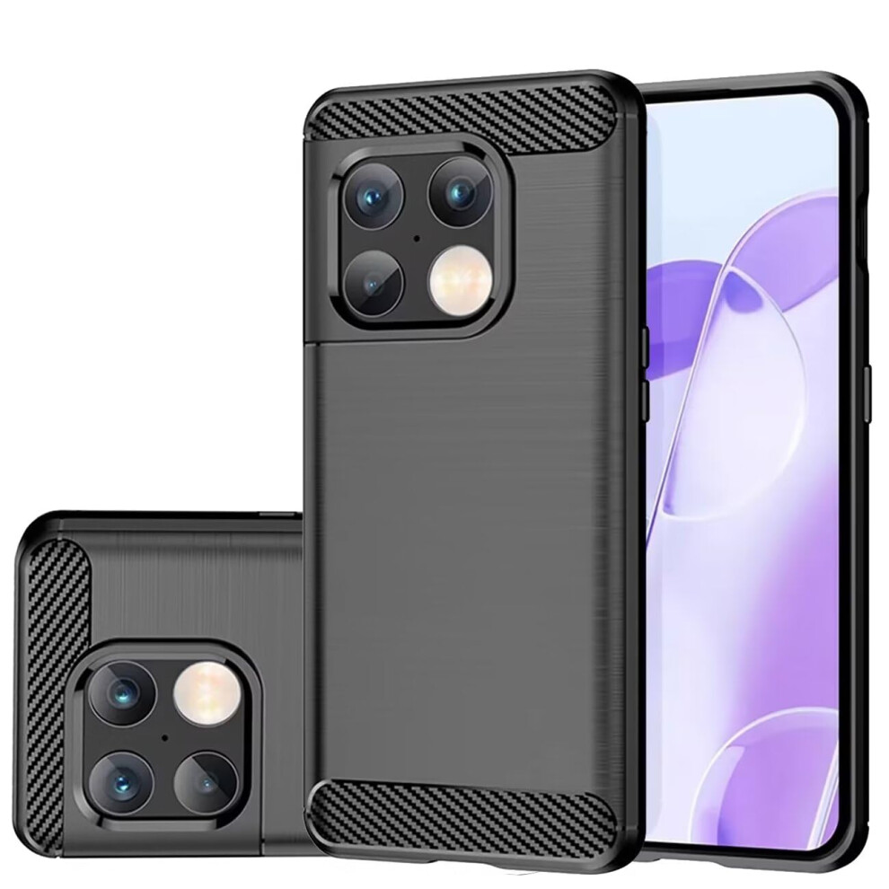 Case For Oneplus 10 Pro Carbon Fiber Slim Shockproof Tpu Protective Cover With NonâSlip Grip And Raised Edges Black 9092120172836