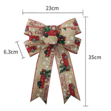 (KAHKI) Bowknot Pendent Handmade Ribbon Design Increase Atmosphere Linen Xmas Theme Bowknot Hanging Decor for Festival