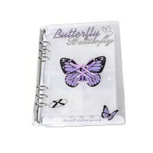 Acrylic Binder Photocard Holders 6Rings-purp  butterfly