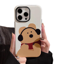 Cute Winter Bear Case for iPhone 14, FallProof TPU Silicone Cover with Shockproof Edge Guard and Slim Design