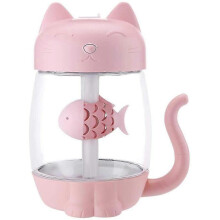 (Cat Pink) 350ml Cool Mist Humidifier LED Night Light Diffuser Purifier Atomizer