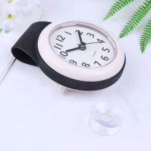 Shower Clock Waterproof Suction Cup Wall Clock Silent Operation ABS Black 1Set