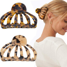 Fermaglio a pinza per donna, design antiscivolo con denti, stampa leopardata, fermaglio a banana, fermagli francesi jumbo a tenuta forte per capelli