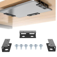Under Desk Laptop Mount Holder with Screws, Adjustable Aluminum Bracket for Clutter Workspace (3 Pcs)