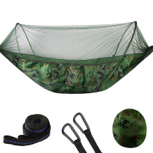 Camping hammock with mosquito net, Portable lightweight Nylon hammock, for Double Outdoor Camping Hammock with Automatic Open Speedcamouflage250x120cm
