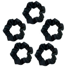 Stijlvolle satijnen haarelastiekjes, comfortabel aanvoelend met een zachte elastische band, om je kapsel te behouden, in elegant zwart, 5 stuks