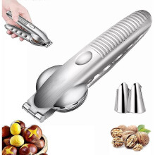 (with Steel finger cots) Stainless Steel Nutcracker Chestnut Clip,Multifunction Nut Opener Plier