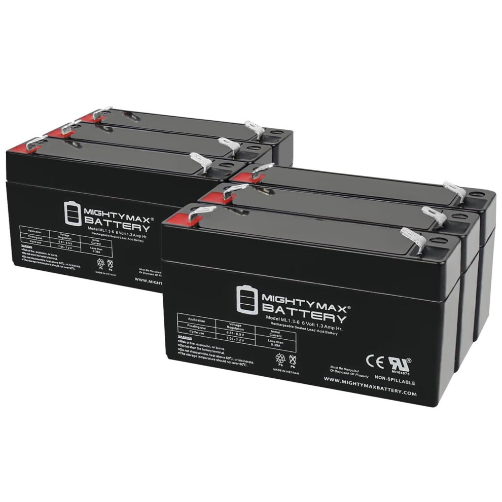 6V 1.3Ah Sealed Lead Acid Rechargeable Battery Pack, Reliable Backup Power For Security And Lighting, 6 Pack 9771547592853