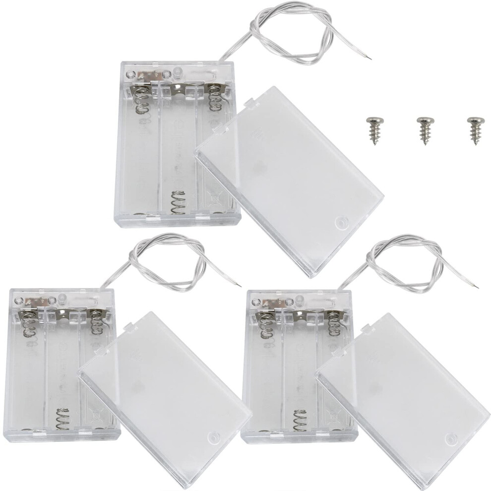 3Pcs Transparent 3 Aa Battery Holder With Leads And BuiltâIn Switch For Diy Electronics Projects 9092120174281