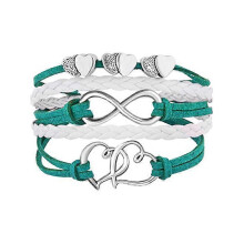 (Type 4)Leather Wrap Bracelets Girls Double Hearts Infinity Rope Wristband Bracelets Gifts