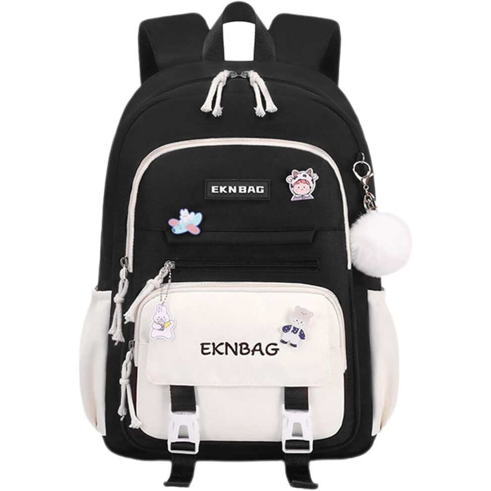 Cute Aesthetic Waterproof School Backpack For Students, Kawaii Preppy Laptop Bag Compatible With Ages 6-12 (Blue) Blue 9028731245171