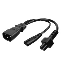 IEC C14 to C5 and C7 Power Adapter Y Splitter Cable, Dual Device Power for PC Monitor Printer