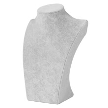 Elegante expositor de colares em veludo, suporte para busto, premium, 235 mm de largura x 390 mm de altura.