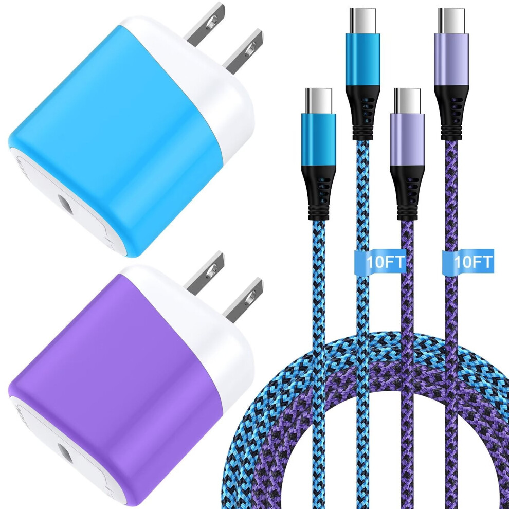 20W Usb-C Pd Charger Block + 210Ft Cables (2-Pack) Â Compatible With Android Fast Charging 9028731246420