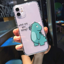 Clear Phone Case Cute Cartoon Dinosaur Design for iPhone 13 Pro Max Shockproof TPU Protective Cover
