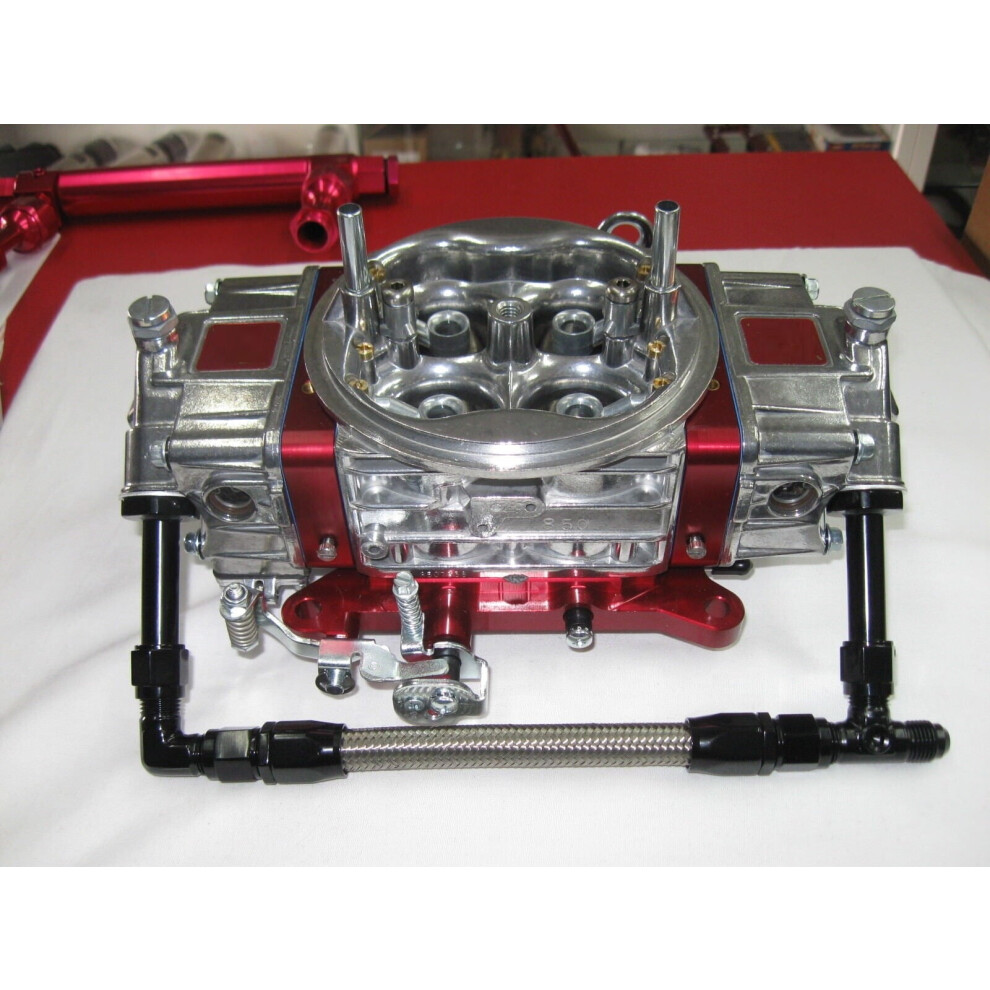 An8 Braided Dual Feed Carb Fuel Line For 4150 Holley Carburetor Double Pump New Red/Blue 9365509099810