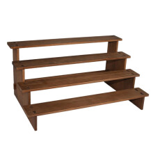 Wood Countertop Display Riser Stand 4 Steps Tiered Serving Stand Multipurpose Spice Rack for Toy Figurines in Cabinets Sturdy 40x24x19cm