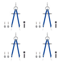 4X Bussola Professionale, Compass Geometry Set con Bussola, Matematica e Bussola di Precisione, Metallo e Resistente per Strumento di Precisione