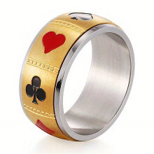 Stück Herren-Drehpokerring aus Edelstahl, Gold/Silber, Pokerrotor, Punk-Schmuck, Gold, 10